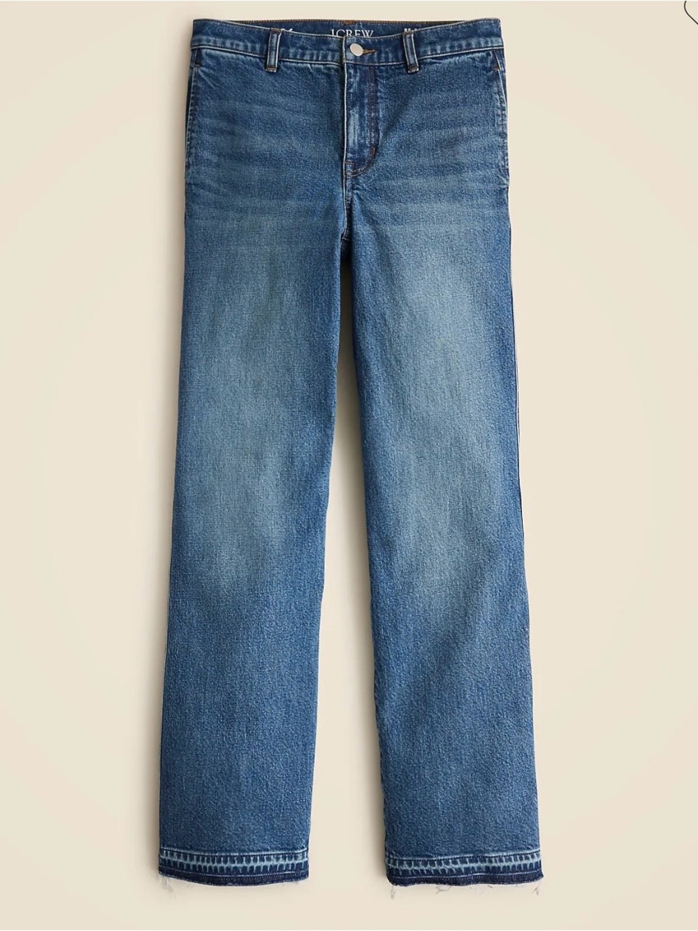 J.Crew Re-imagined '96 Slim Wide-Leg Jeans Raw Hem Medium Wash Size 27
